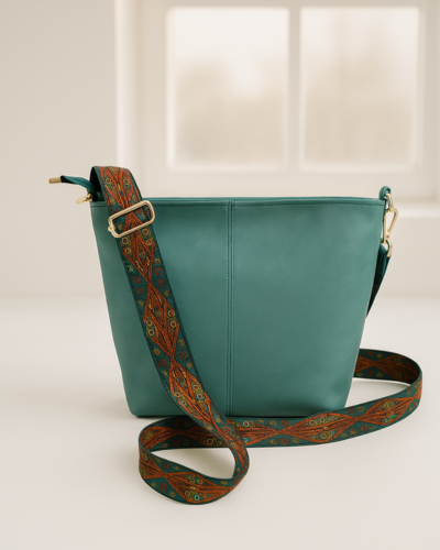Aqua Velour Luxe Sling Bag