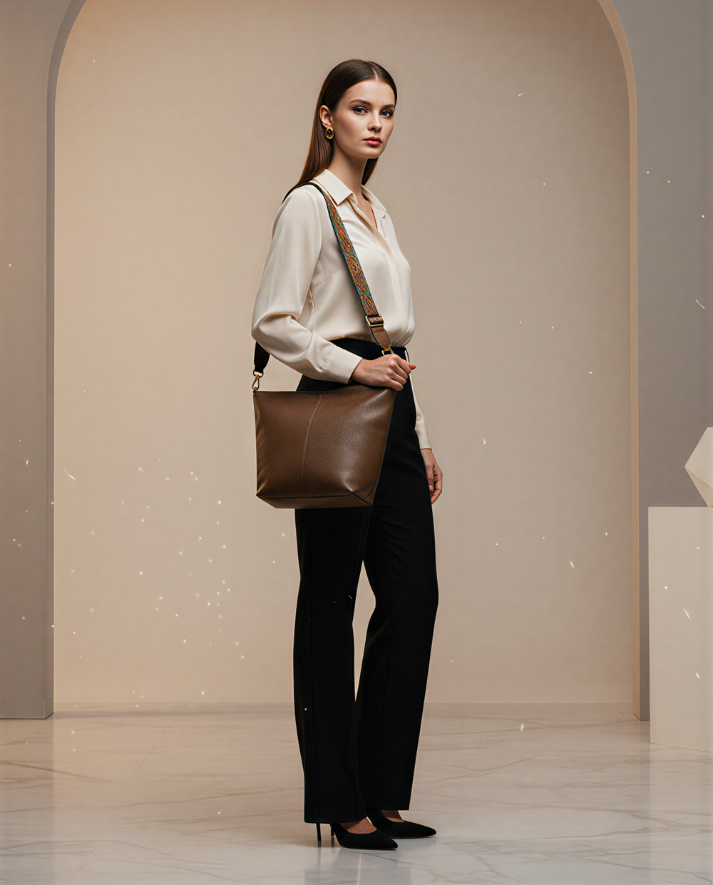 Tan Luxe Sling Bag