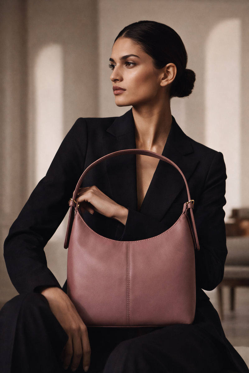 Dark Pink Luxe Buckle Bag