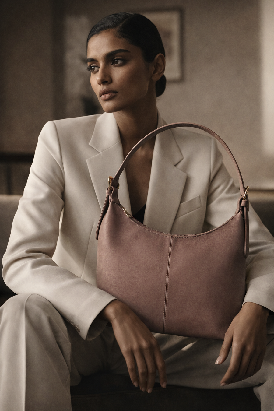 Dark Peach Luxe Buckle Bag