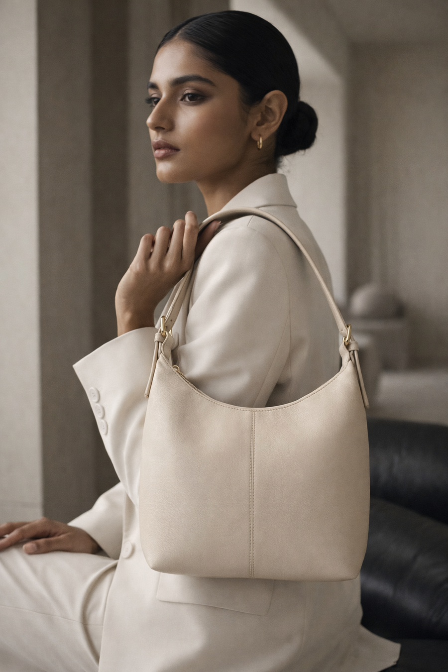 Beige Luxe Buckle Bag