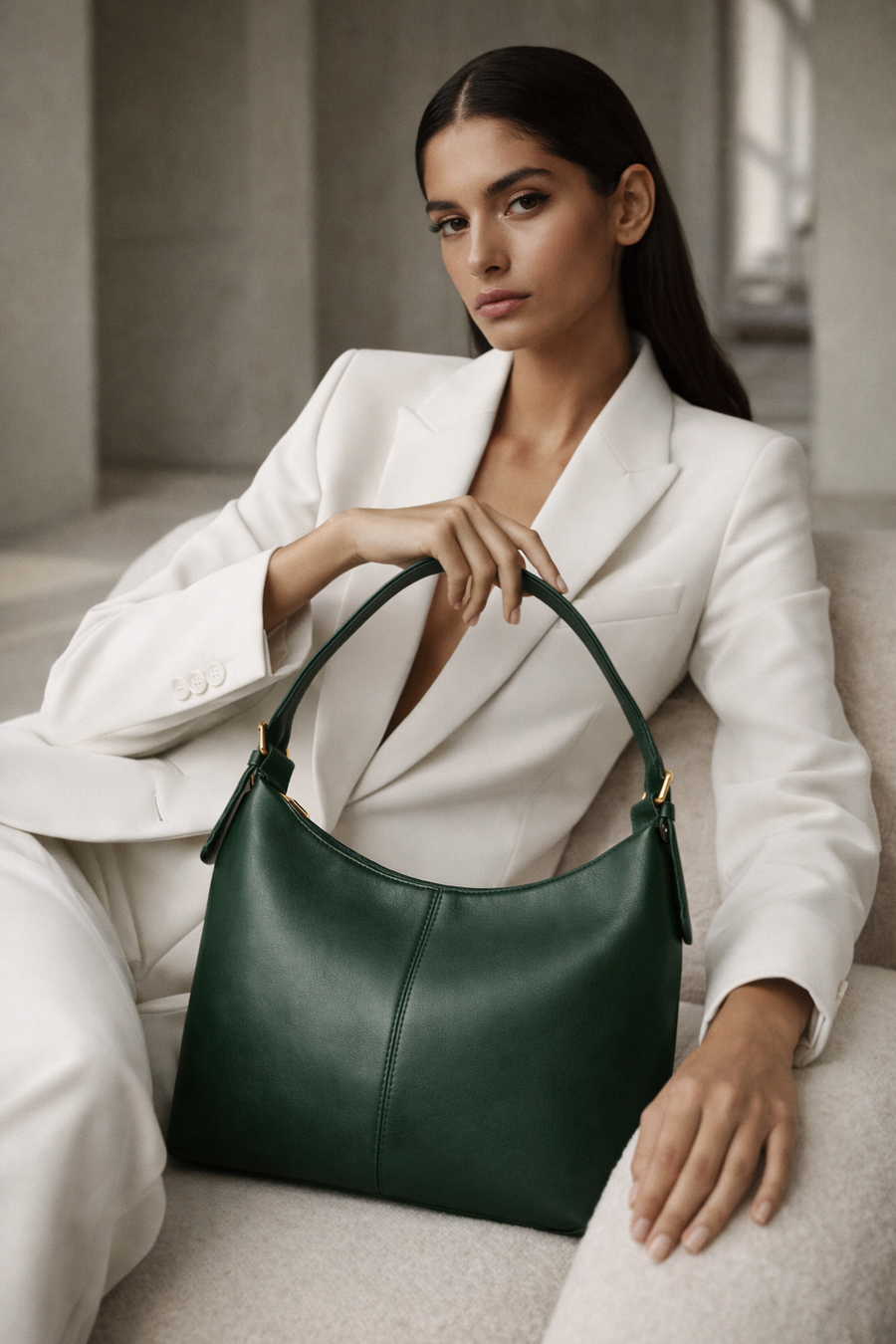 Dark Green Luxe Buckle Bag