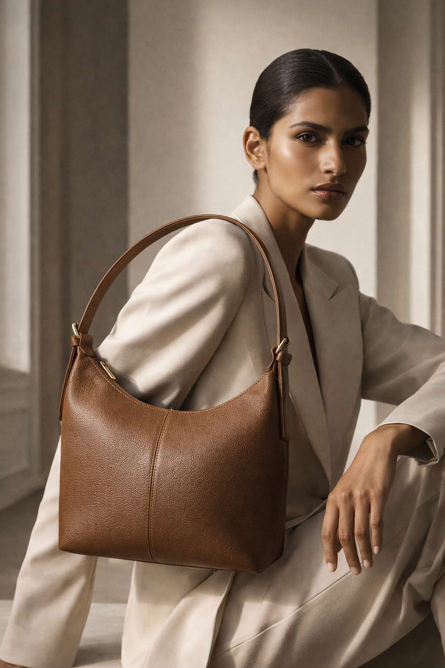 Brown Luxe Buckle Bag