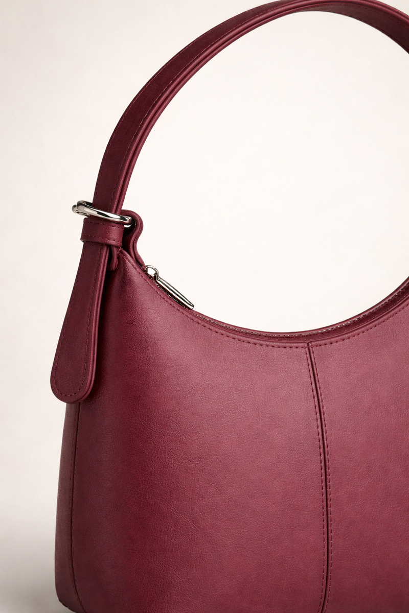 Maroon Luxe Buckle Bag