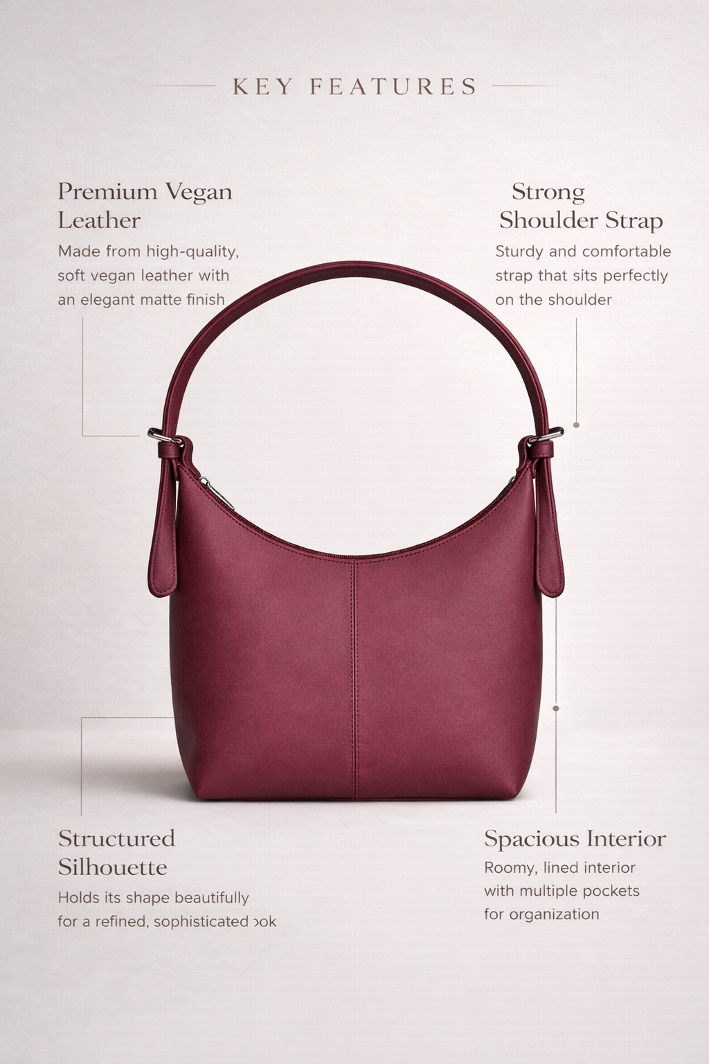 Maroon Luxe Buckle Bag