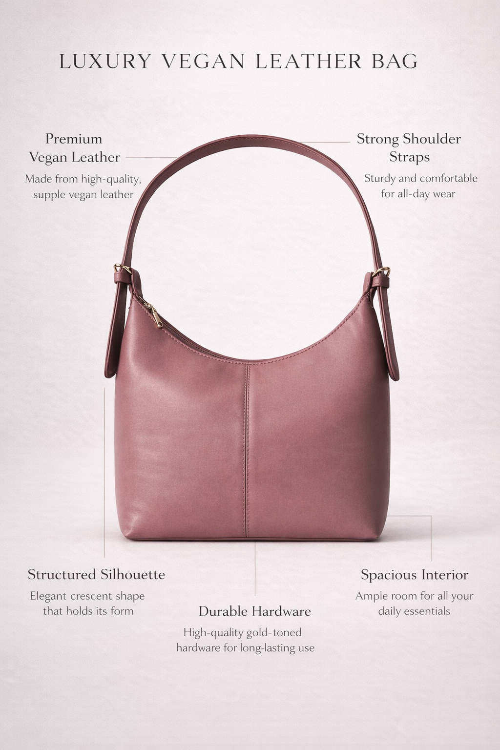 Dark Pink Luxe Buckle Bag