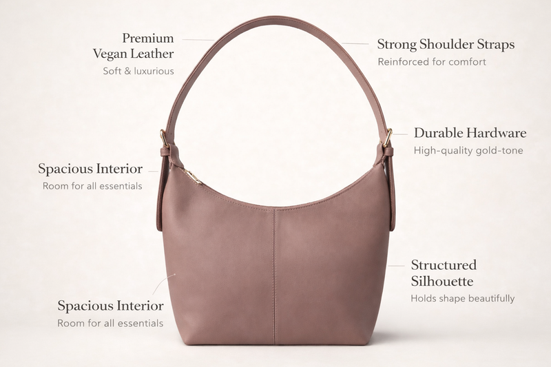 Dark Peach Luxe Buckle Bag